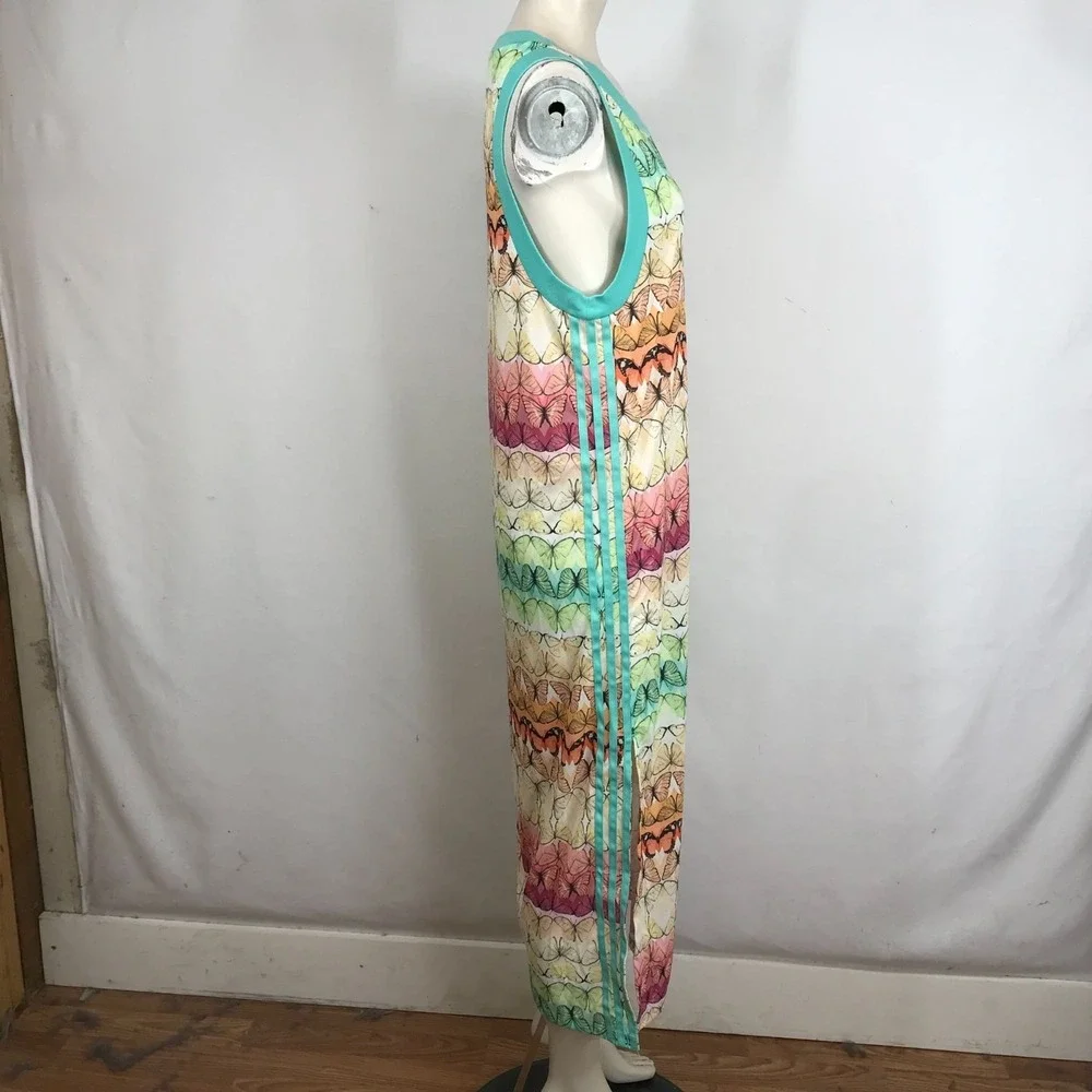 ADIDAS- WOMEN'S SMALL - MULTICOLOR SLEEVELESS BUTTERFLY TANK DRESS - Picture 4 of 11